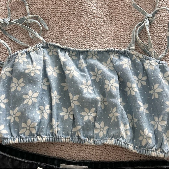 WRANGLER X BILLABONG rodeo blue western boho jean style strappy top NWT - Picture 5 of 7